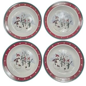 Set of 4 Royal Seasons Stoneware Snowman‎ Holiday Plates 6 1/2" Side Salad Bread